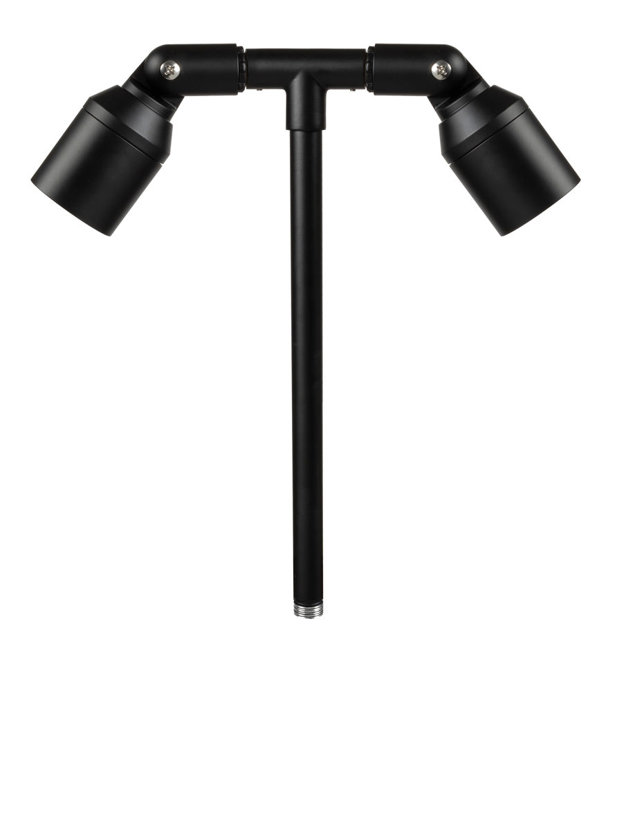 Aluminum Double Head, 18" Stem,  Black,  No Lamp — view 1