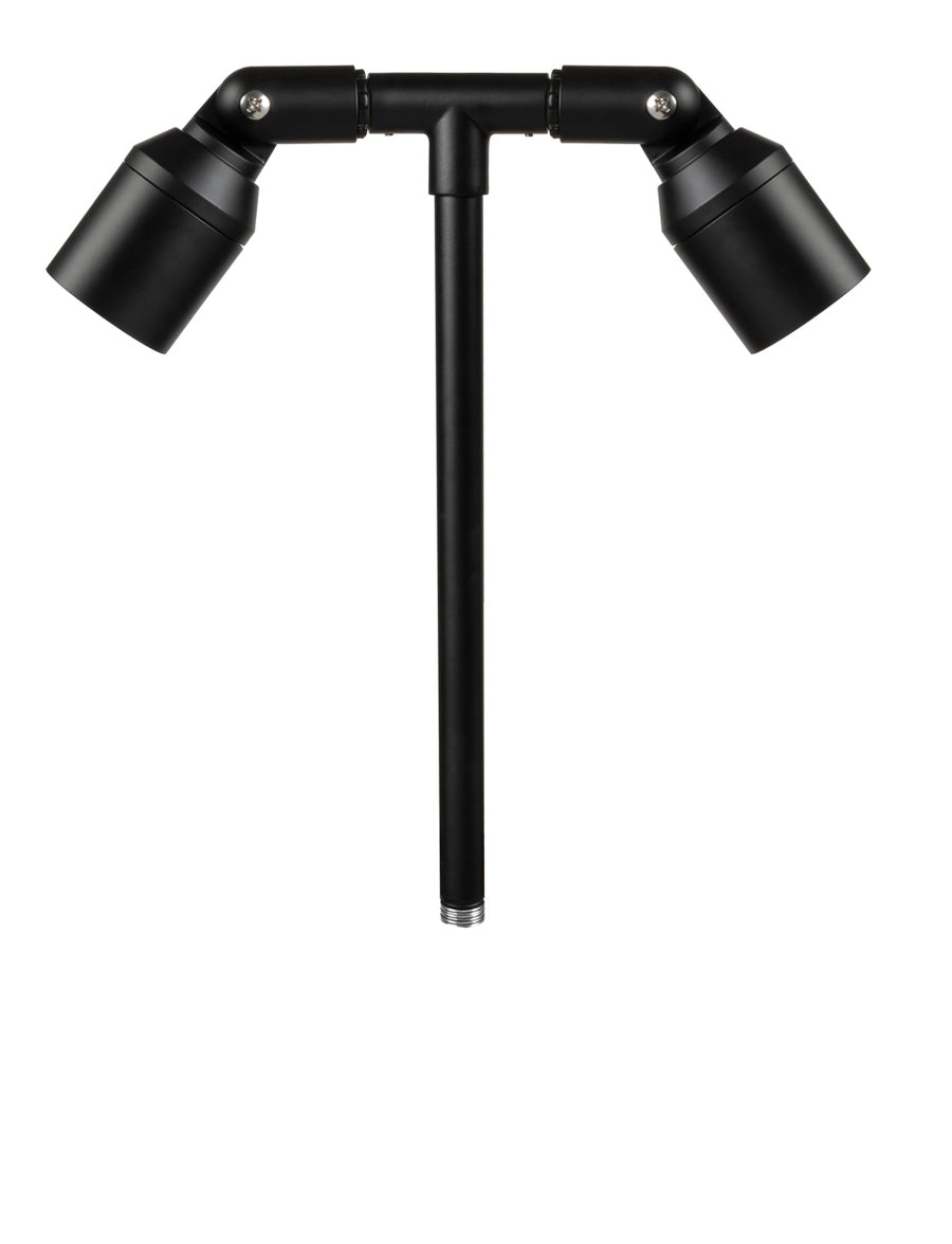 Aluminum Double Head, 18" Stem,  Black,  No Lamp
