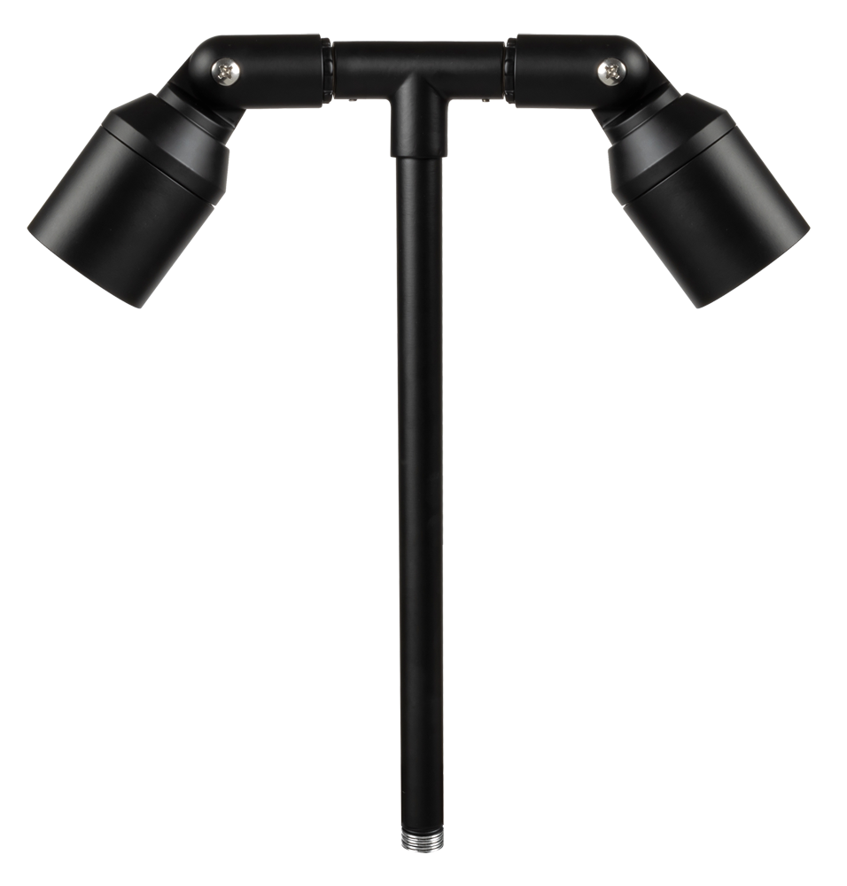 Aluminum Double Head, 18" Stem,  Black,  No Lamp — view 2