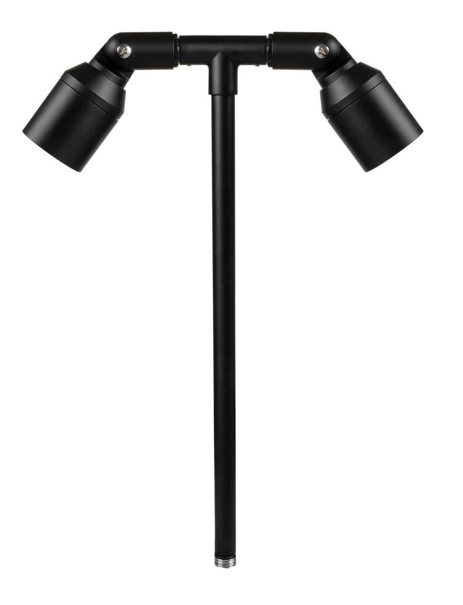 Aluminum Double Head, 24" Stem,  Black,  No Lamp