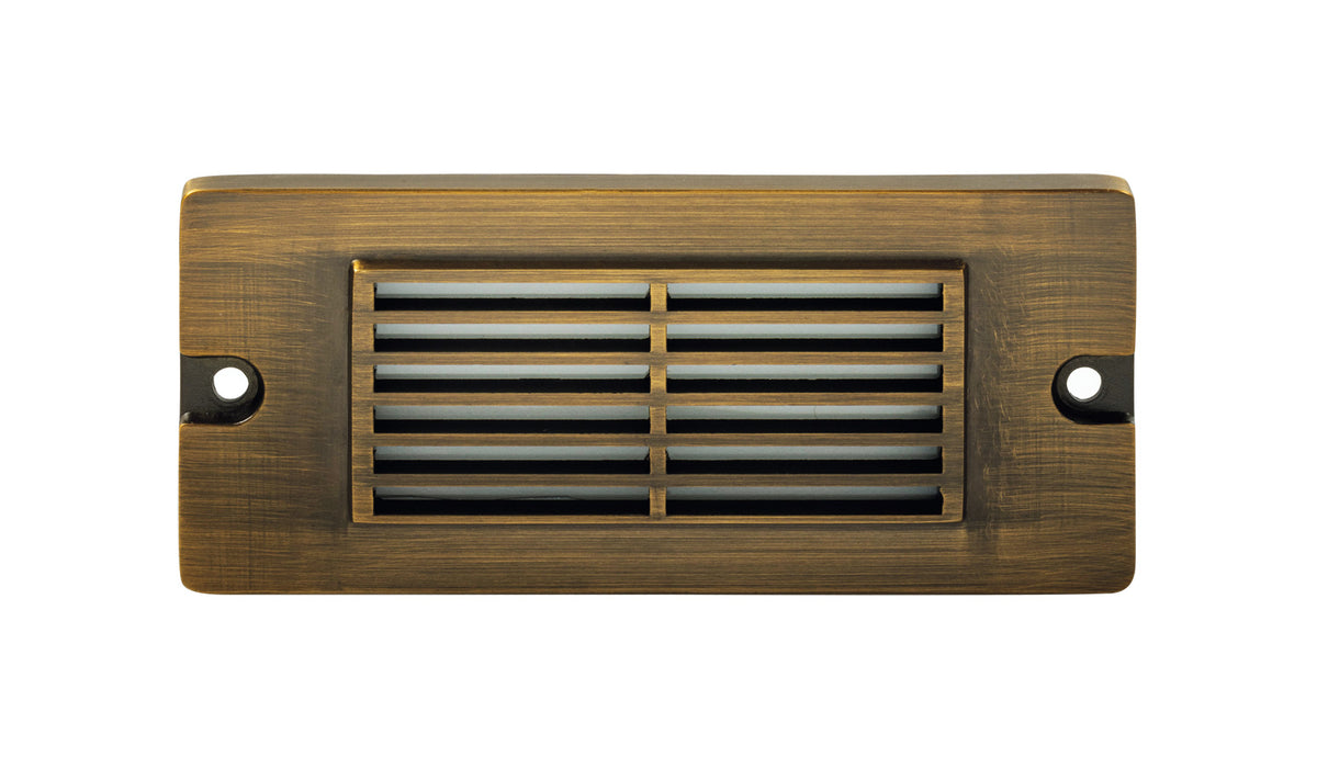 Brass 5½” Small Louvered Backless Box, Step Light,  Antique Bronze,  2.5W Integrated LED — view 1