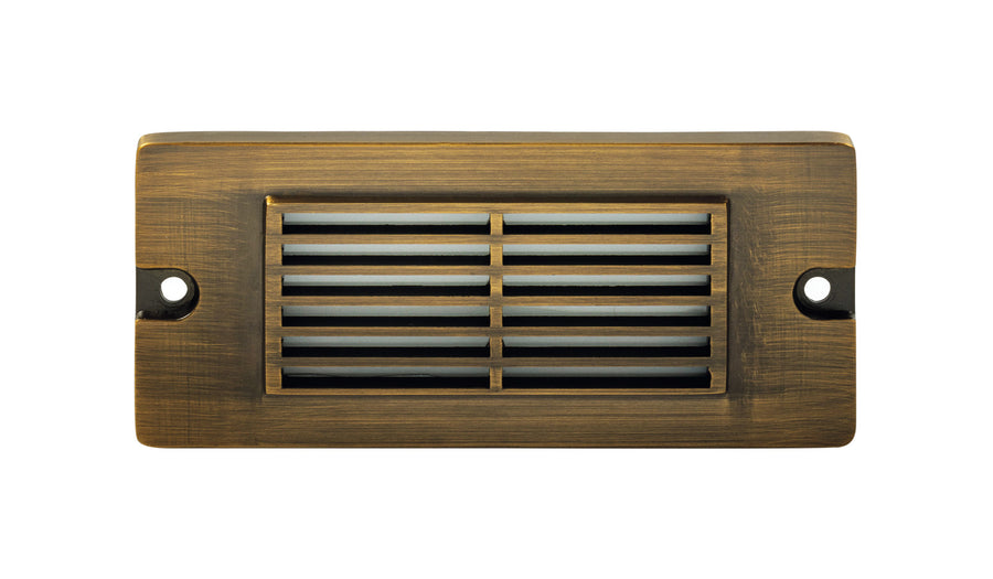 Brass 5½” Small Louvered Backless Box, Step Light, Antique Bronze, 2.5W Integrated LED