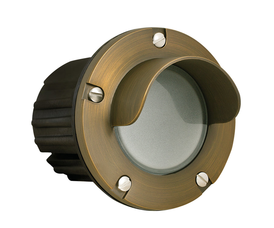 Brass Hooded Step Light with Frosted Lens, Antique Bronze, No Lamp