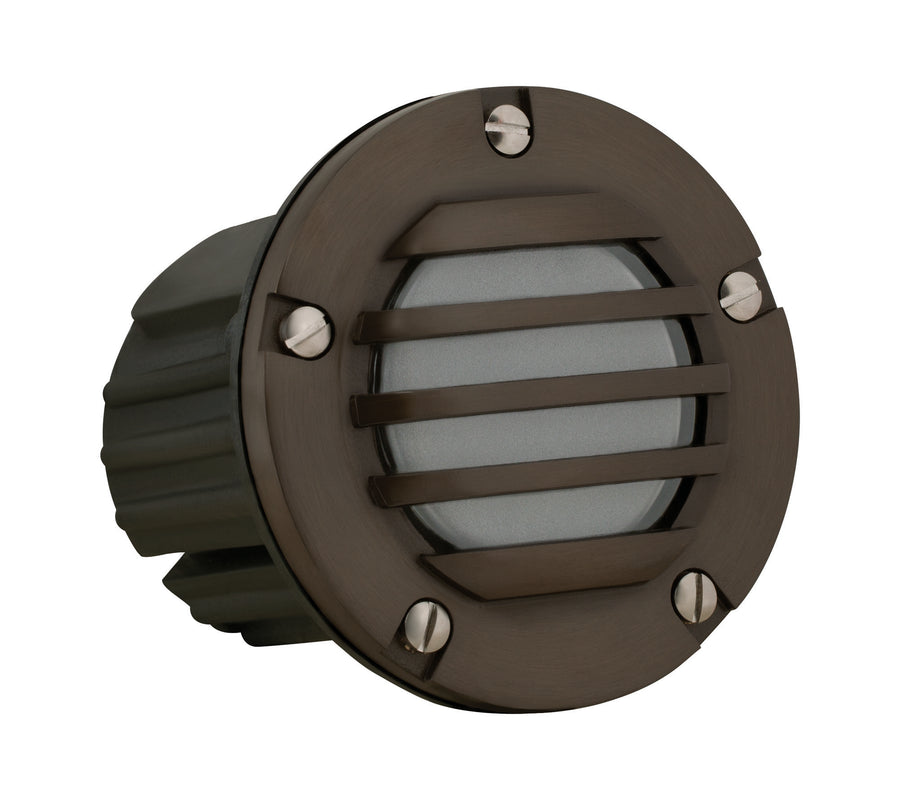Brass Louvered Step Light with Frosted Lens, Gun Metal, No Lamp