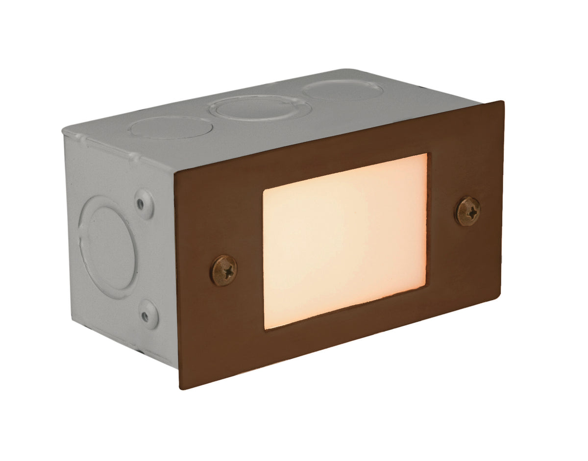 Brass Lensed Step Light  ,  Old Copper,  No Lamp — view 1