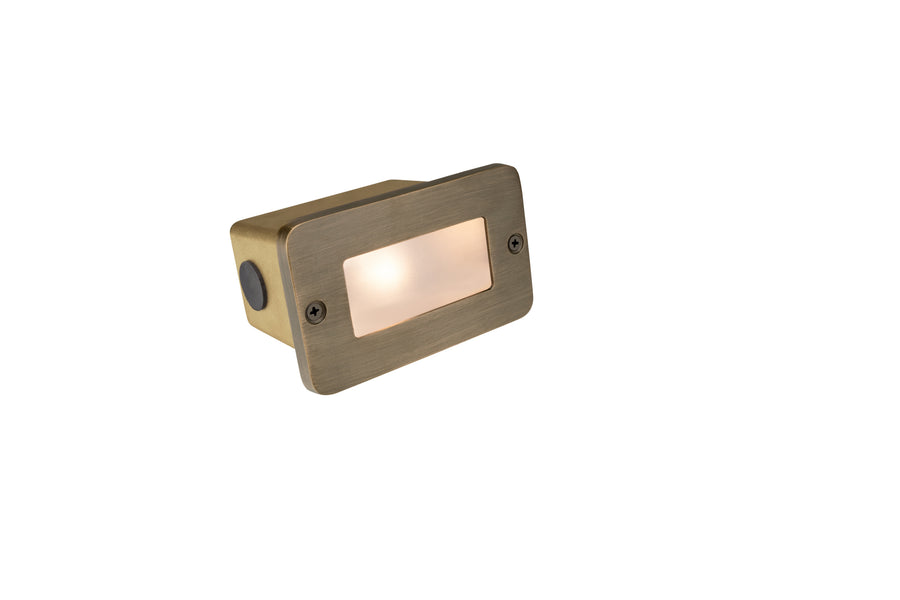 Brass Lensed Step Light, Antique Bronze, No Lamp