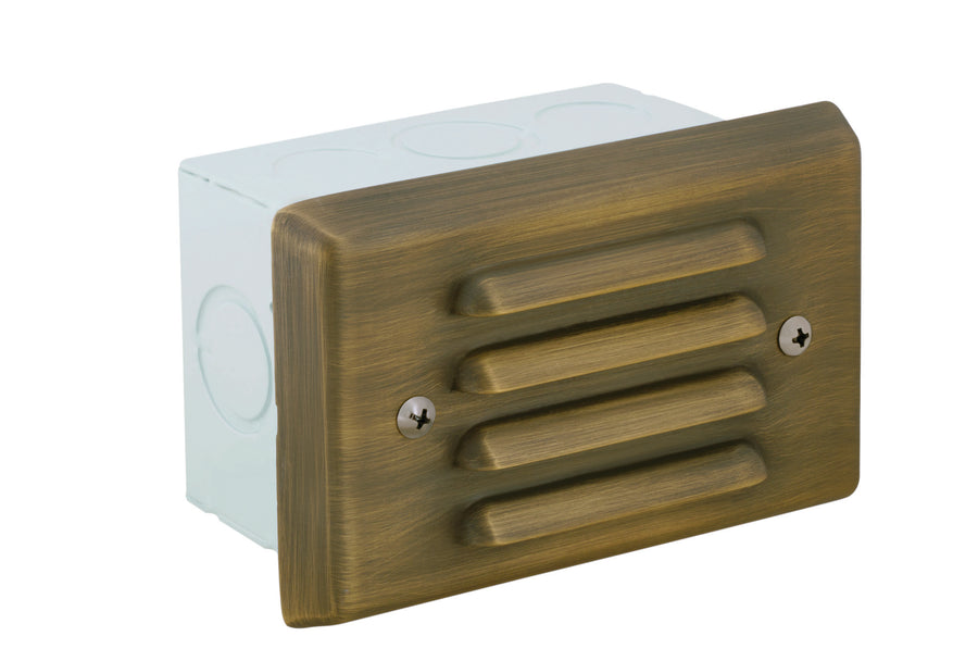 Brass 4 Louver Step Light, Antique Bronze, No Lamp