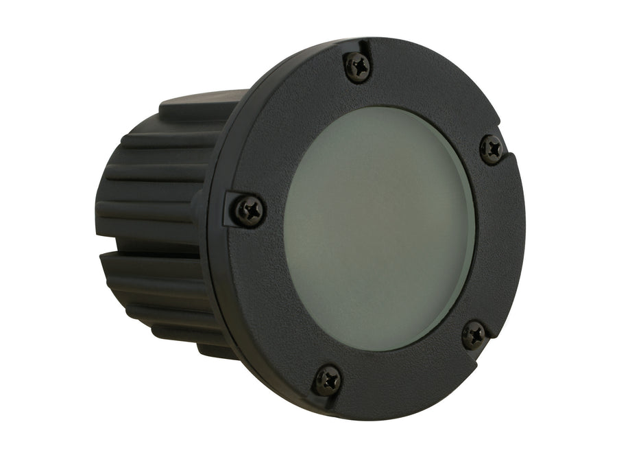 Composite Lensed Step Light with Frosted Lens, Black, No Lamp