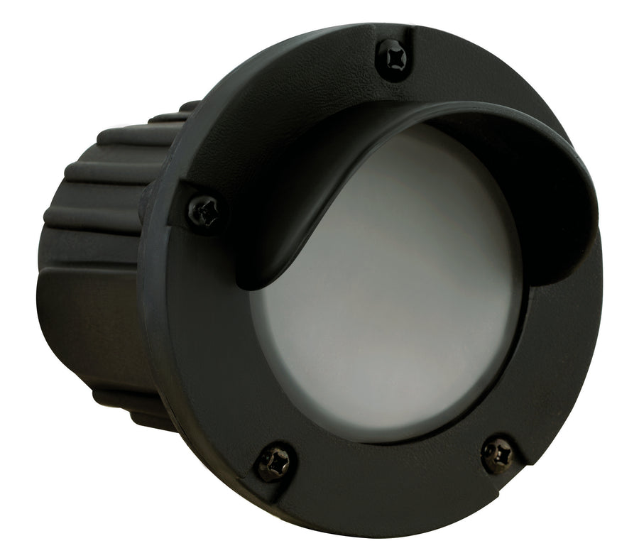 Composite Hooded Step Light with Frosted Lens, Black, No Lamp