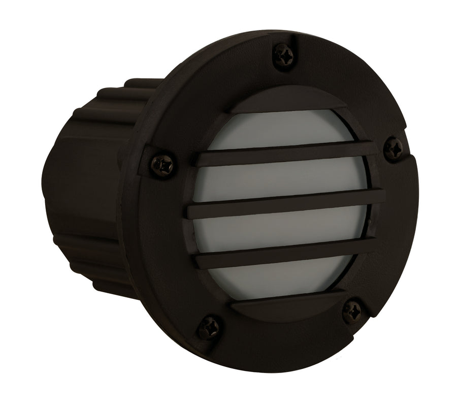 Composite Louvered Step Light with Frosted Lens, Black, No Lamp