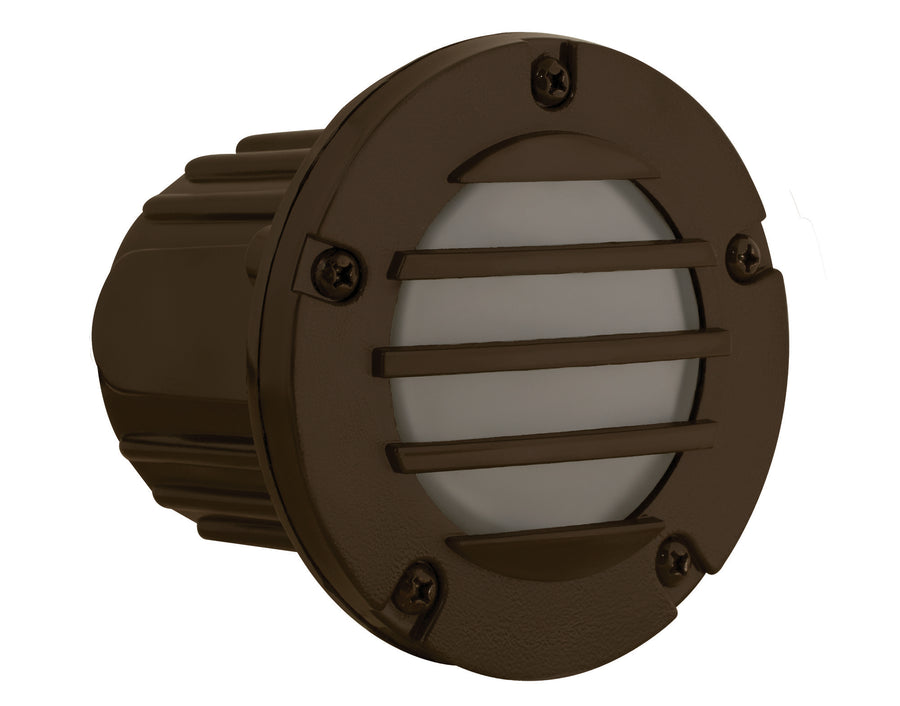 Composite Louvered Step Light with Frosted Lens, Bronze, No Lamp