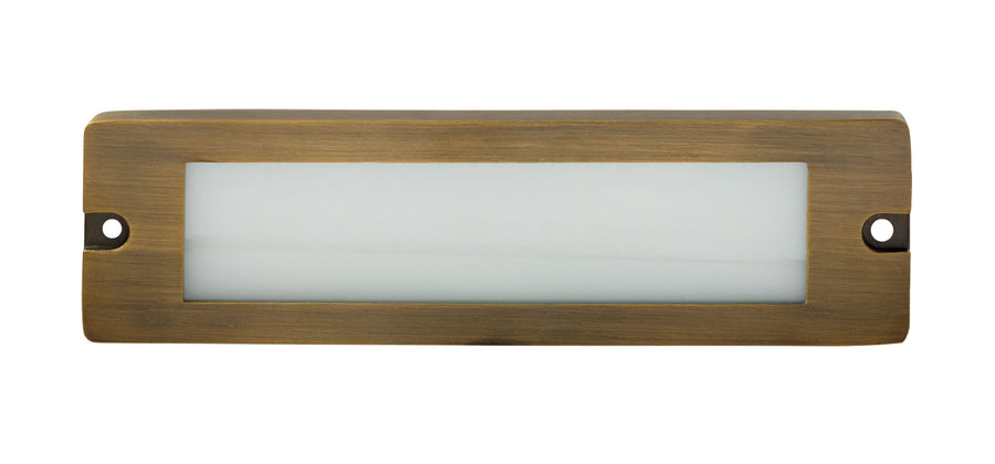 Brass 8¾” Large Lensed Backless Box, Brick Light, Antique Bronze, 5W Integrated LED