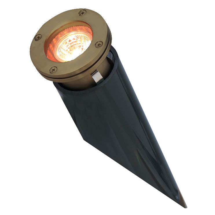 Brass Lensed Well Light with PVC,  Antique Bronze,  No Lamp — view 1