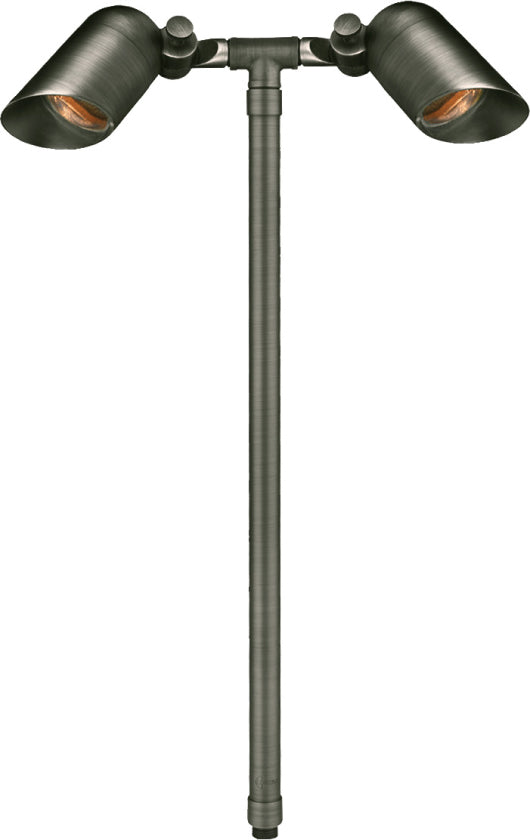 Brass Mini Double Head, 12" Stem,  Gun Metal,  No Lamp — view 1