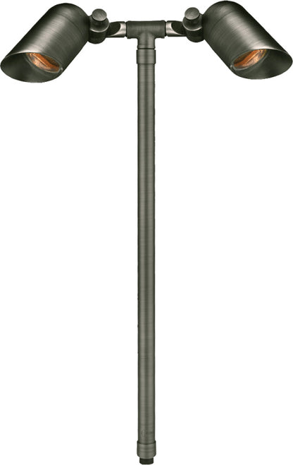 Brass Mini Double Head, 12" Stem,  Gun Metal,  No Lamp — view 1
