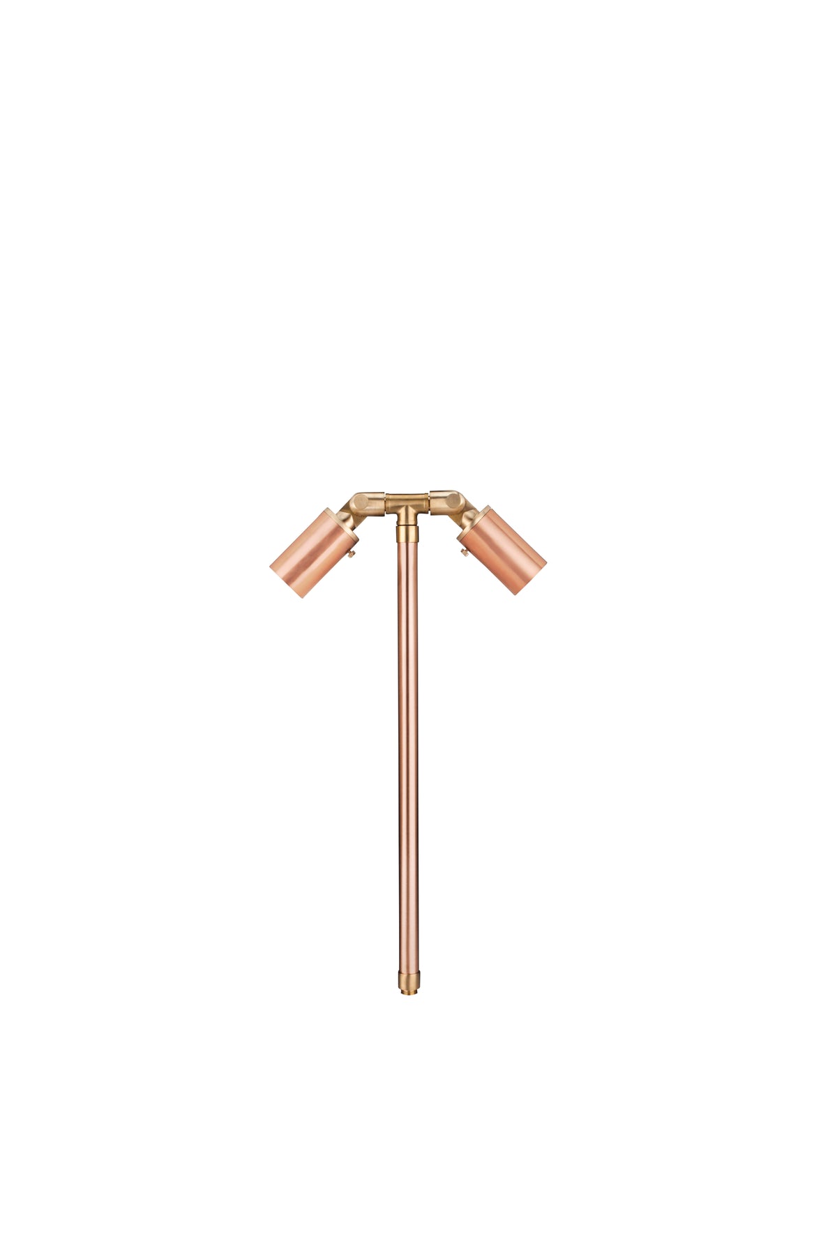 Copper Double Head, 12" Stem,  Raw Copper,  No Lamp — view 1