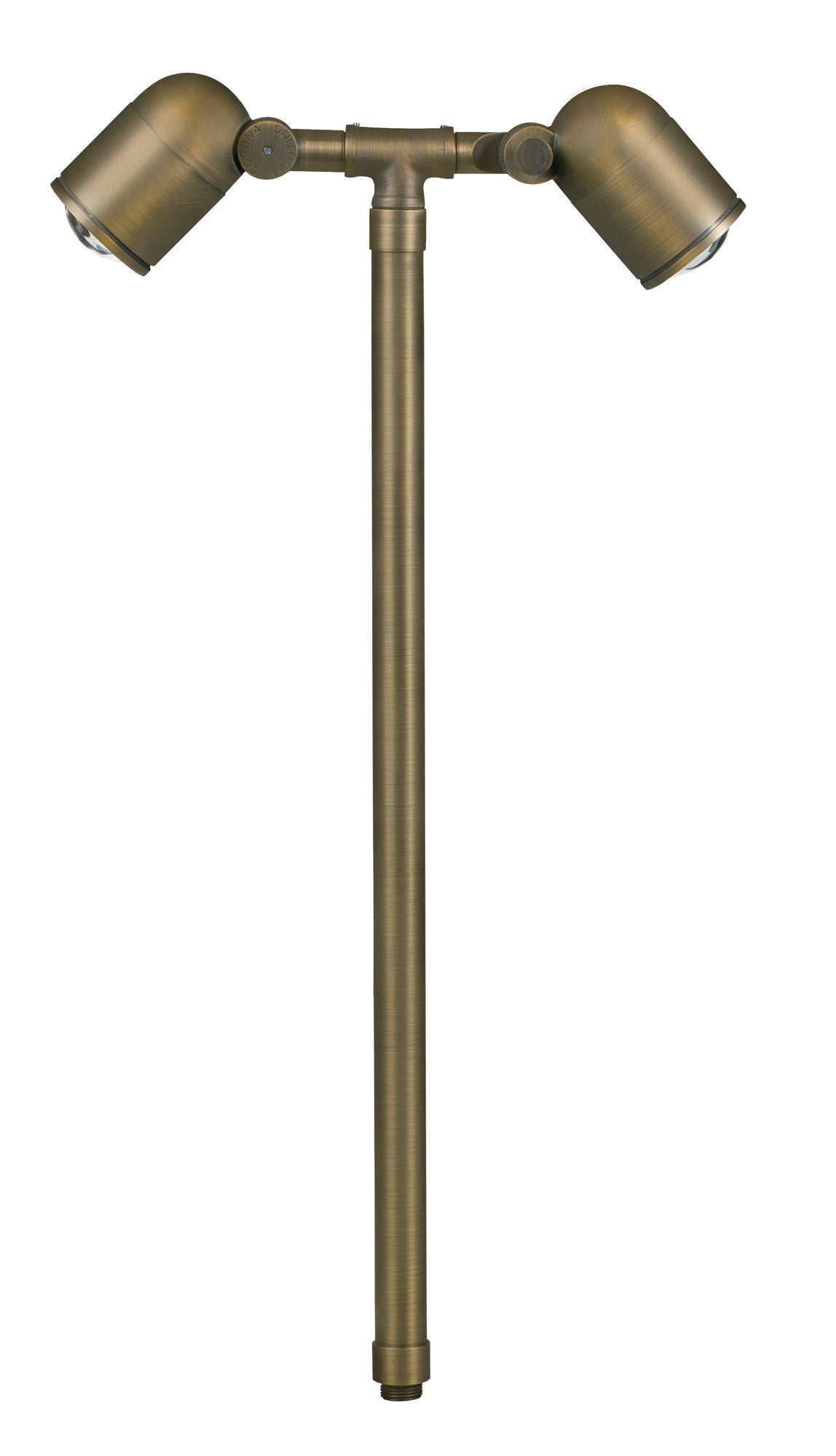 Brass Lensed Double Head, 18" Stem,  Antique Bronze,  No Lamp — view 1
