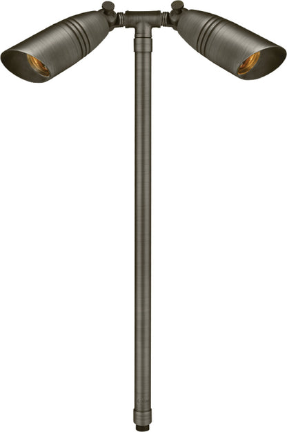 Brass Double Head, 18" Stem,  Gun Metal,  No Lamp — view 1