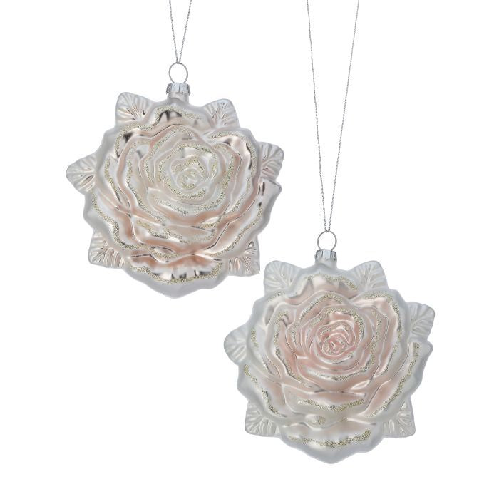 5" Glass La Vie En Rose Ornament - Set of 2 — view 1