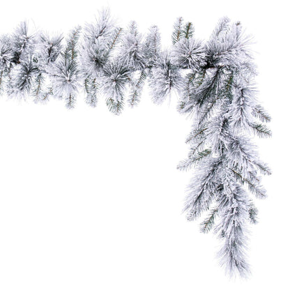 9' x 14" Warm White Flocked Jackson Pine Garland Warm White