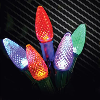 LED C9 - Transparent Faceted Bulbs - All Colors - Steady
