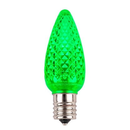 Green LED C9 - Minleon Faceted Bulb - Steady Green- Minleon — view 2