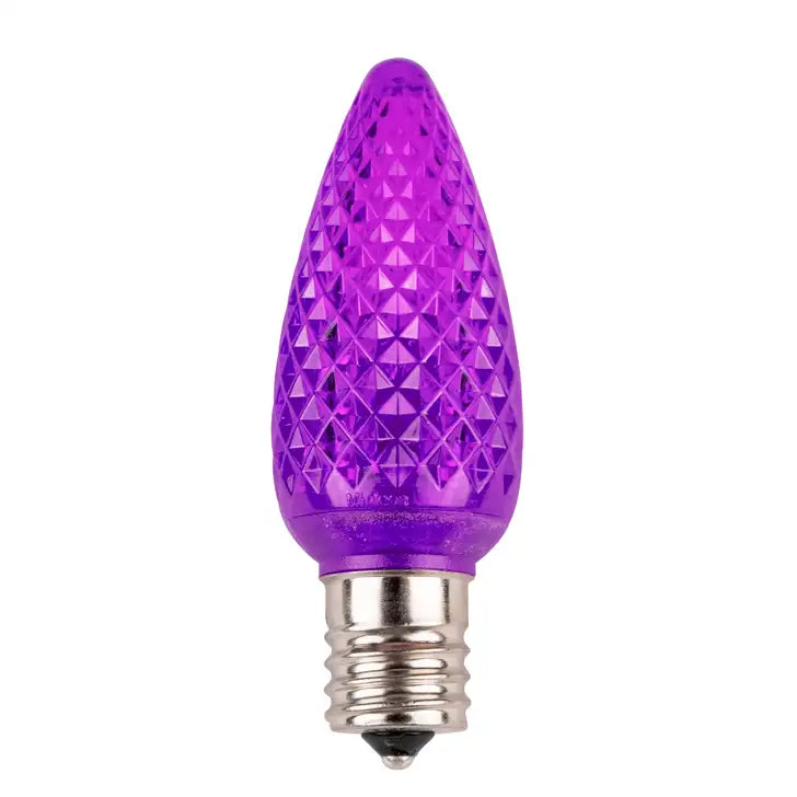 LED C9 - Transparent Faceted Bulbs - All Colors - Steady