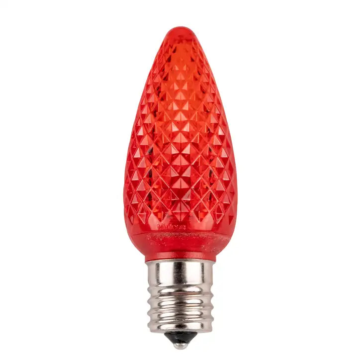 LED C9 - Transparent Faceted Bulbs - All Colors - Steady
