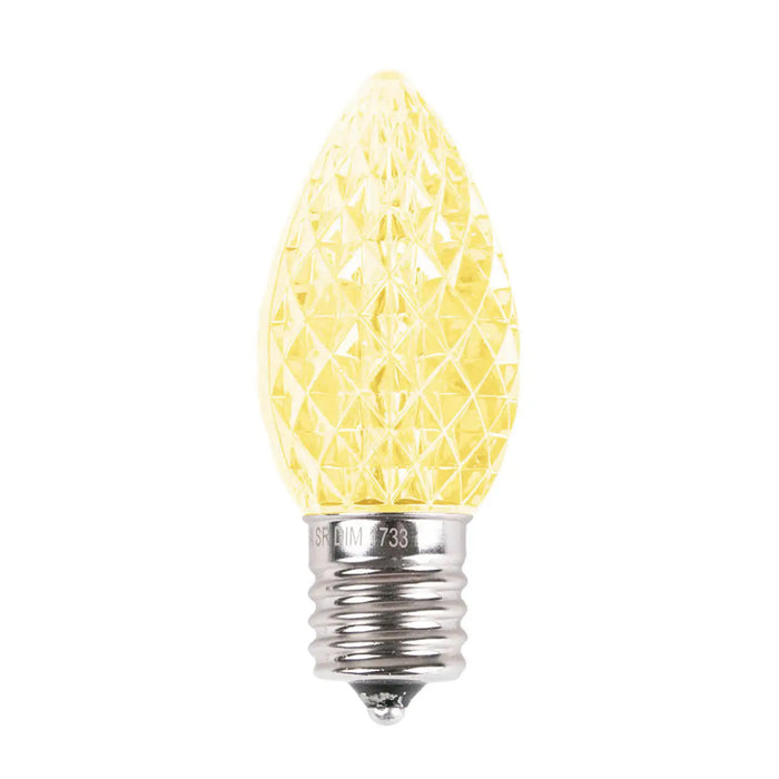LED C9 White Options  - Transparent Faceted Bulbs -  Steady