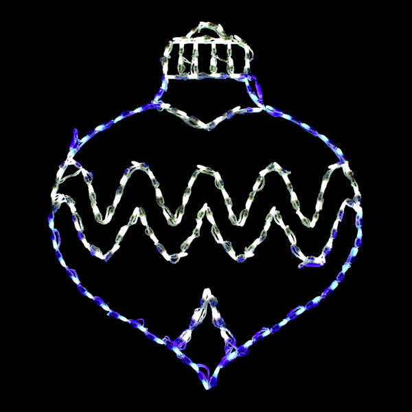 LED Ornament - Oval Drop - Blue/Pure White - (36" x 30")