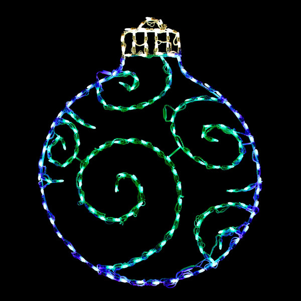 LED Ornament - Round - Blue/Green - (38" x 30")