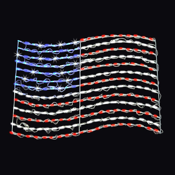 LED 40" Patriotic Flag - Red/PW/BL w/CW Stobe - (40" L)