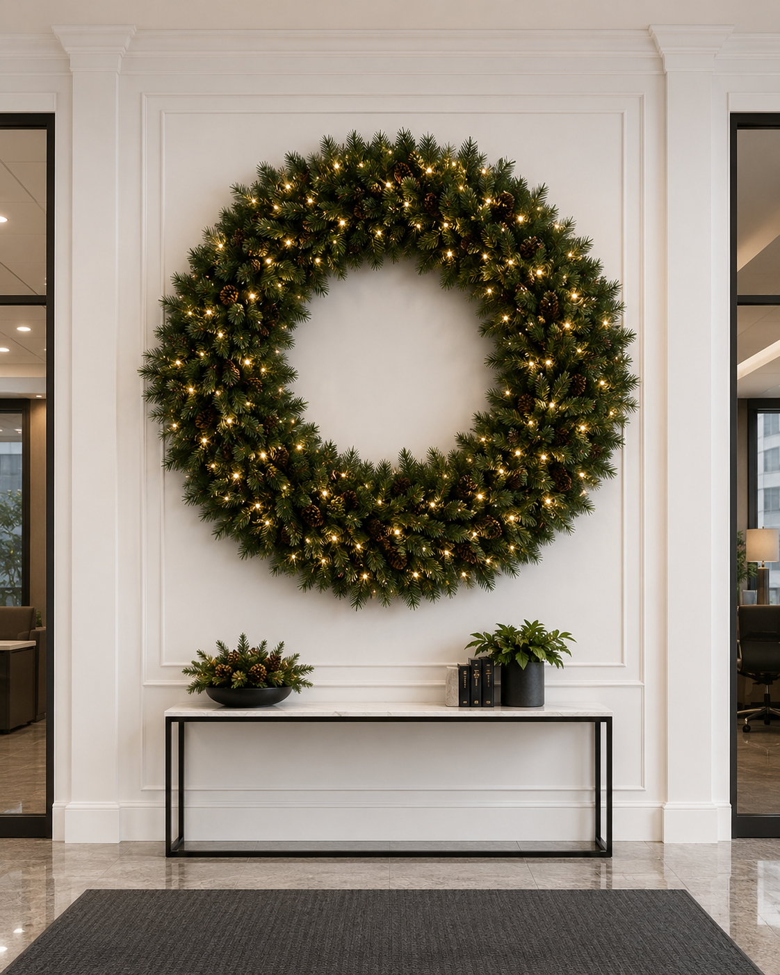 72" Warm White Mixed Noble Wreath