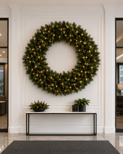 72" Warm White Mixed Noble Wreath