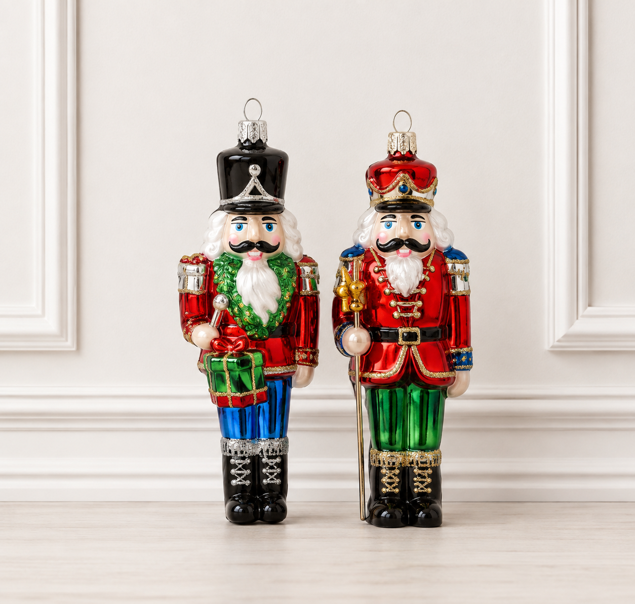 6" Glass Nutcracker Ornament - Set of 2