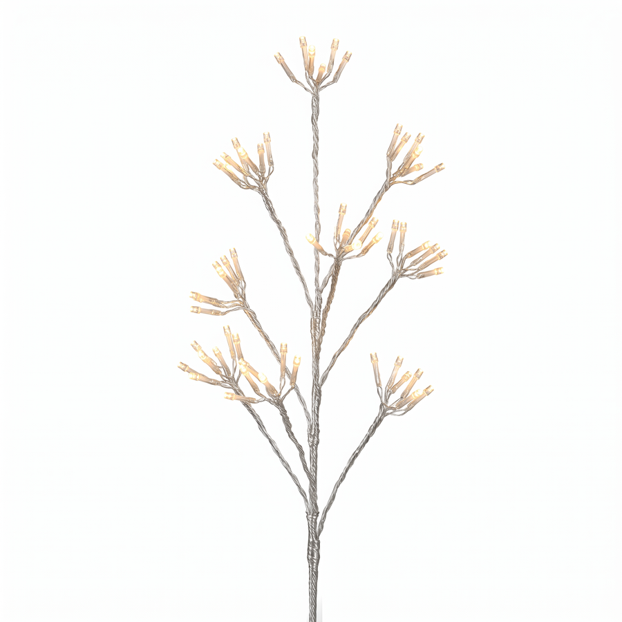 Warm White Big Seed Cluster Twig - Silver Silver