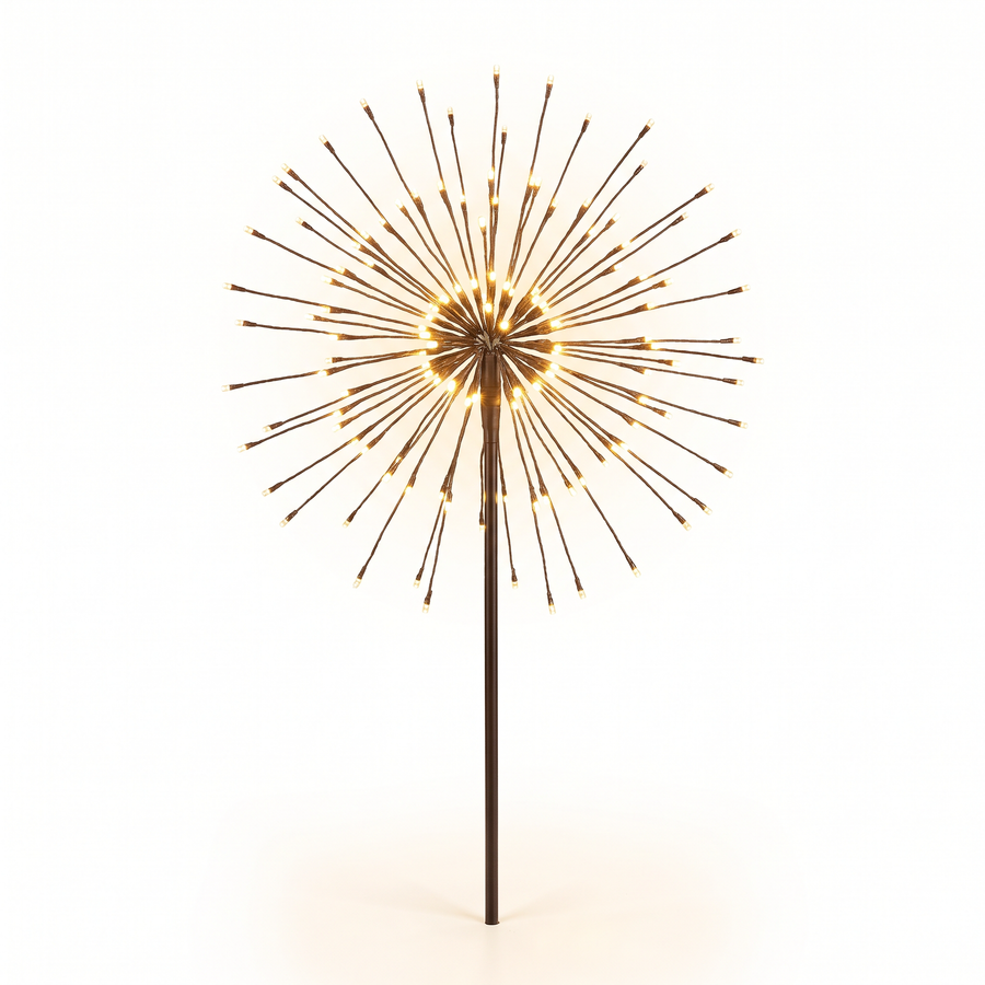 34" Warm White Light Burst Ground Stake Warm White- Steady- Brown