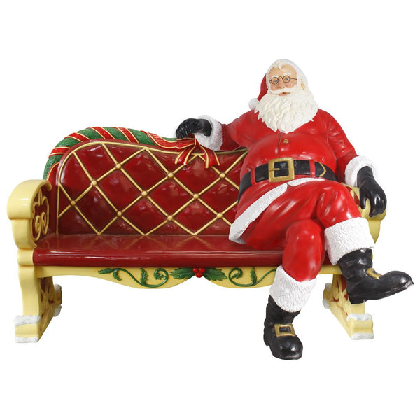 Santa Sitting on Bench Resin Display