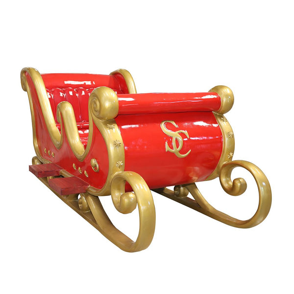 10' Long - Santa Sleigh - 4 Seater - Family Size (Red/Gold)