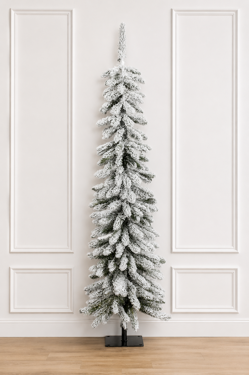 4.5' Snowy Flocked Alpine Accent Tree - Prelit 4.5' x 17"- Warm White