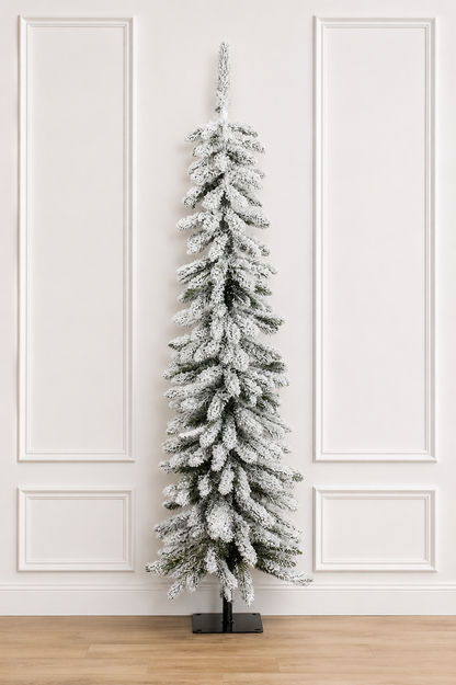 4.5' Snowy Flocked Alpine Accent Tree - Prelit 4.5' x 17"- Warm White