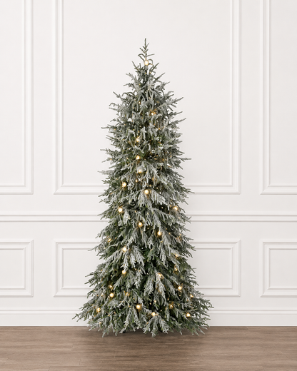 9' Snowy Norfolk Christmas Tree -1,200 Multi Function LED Lights + 77 G40 9' X 72"