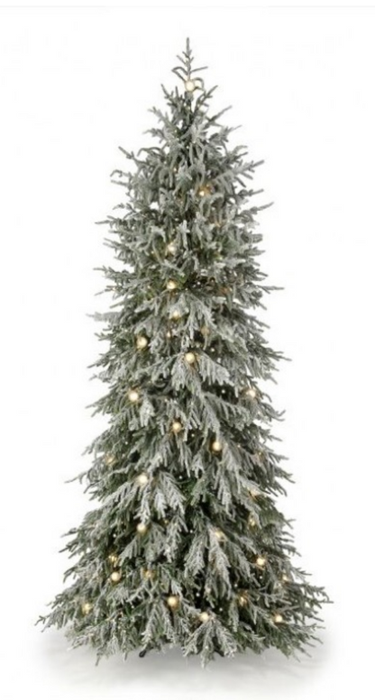 9' Snowy Norfolk Christmas Tree -1,200 Multi Function LED Lights + 77 G40 9' X 72"