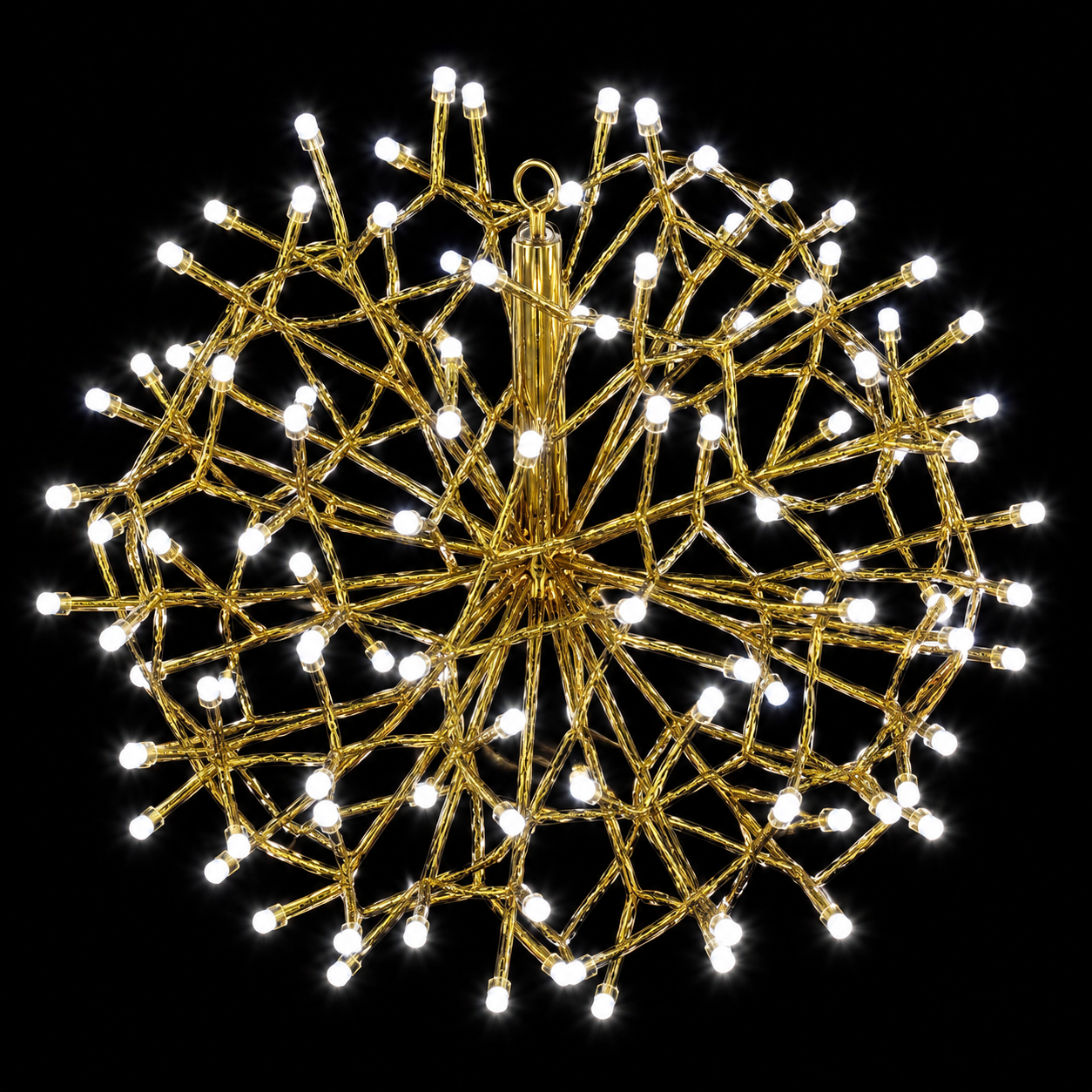 16" Warm White Shimmering Sphere - Gold Frame