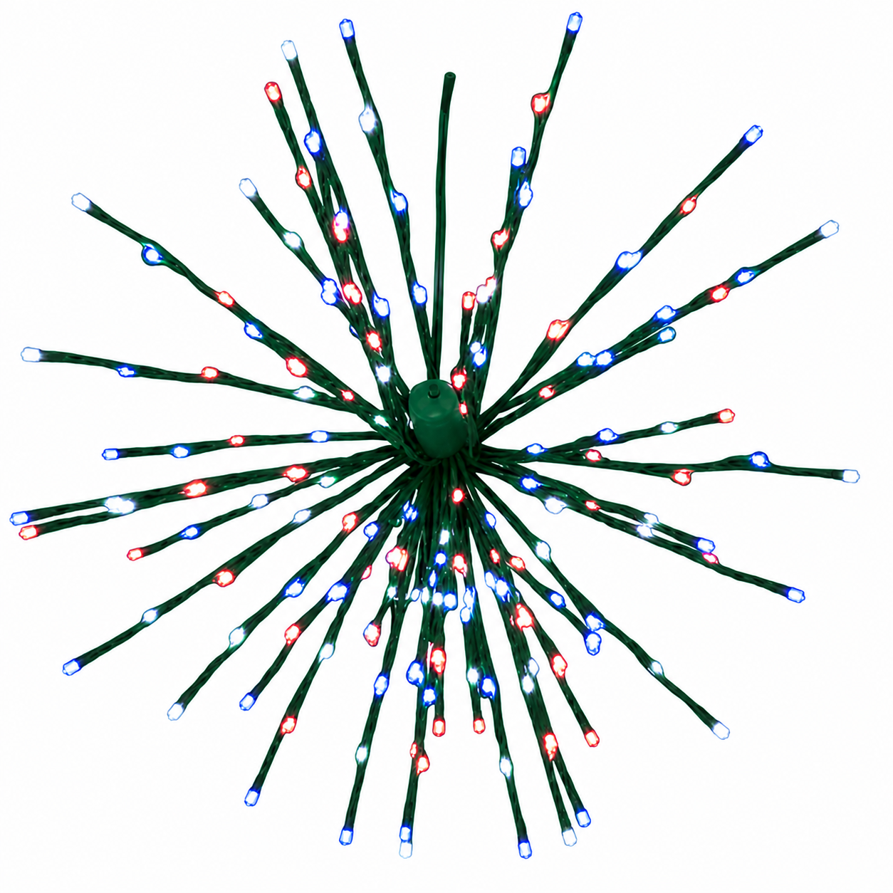16" Red/Pure White/Blue LED Spritzer - Twinkle - Green Frame Twinkle- Red, Pure White & Blue- Green- 16"