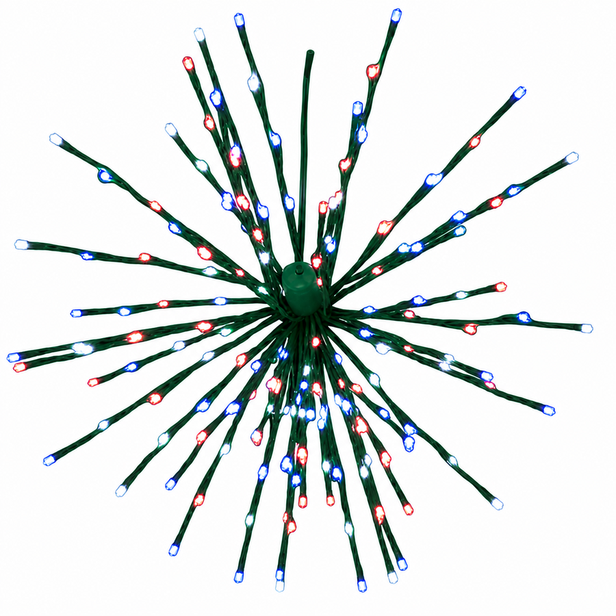 16" Red/Pure White/Blue LED Spritzer - Twinkle - Green Frame Twinkle- Red, Pure White & Blue- Green- 16"