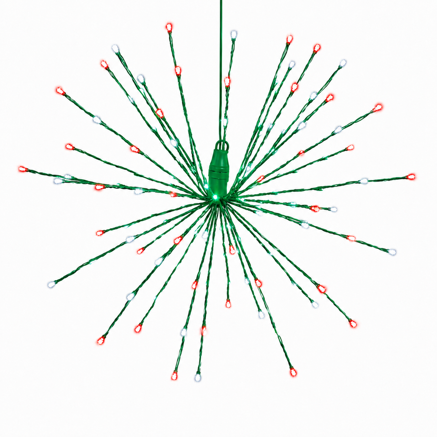 24" Red/Pure White LED Spritzer - Twinkle - Green Frame Twinkle- Red & Pure White- Green- 24"