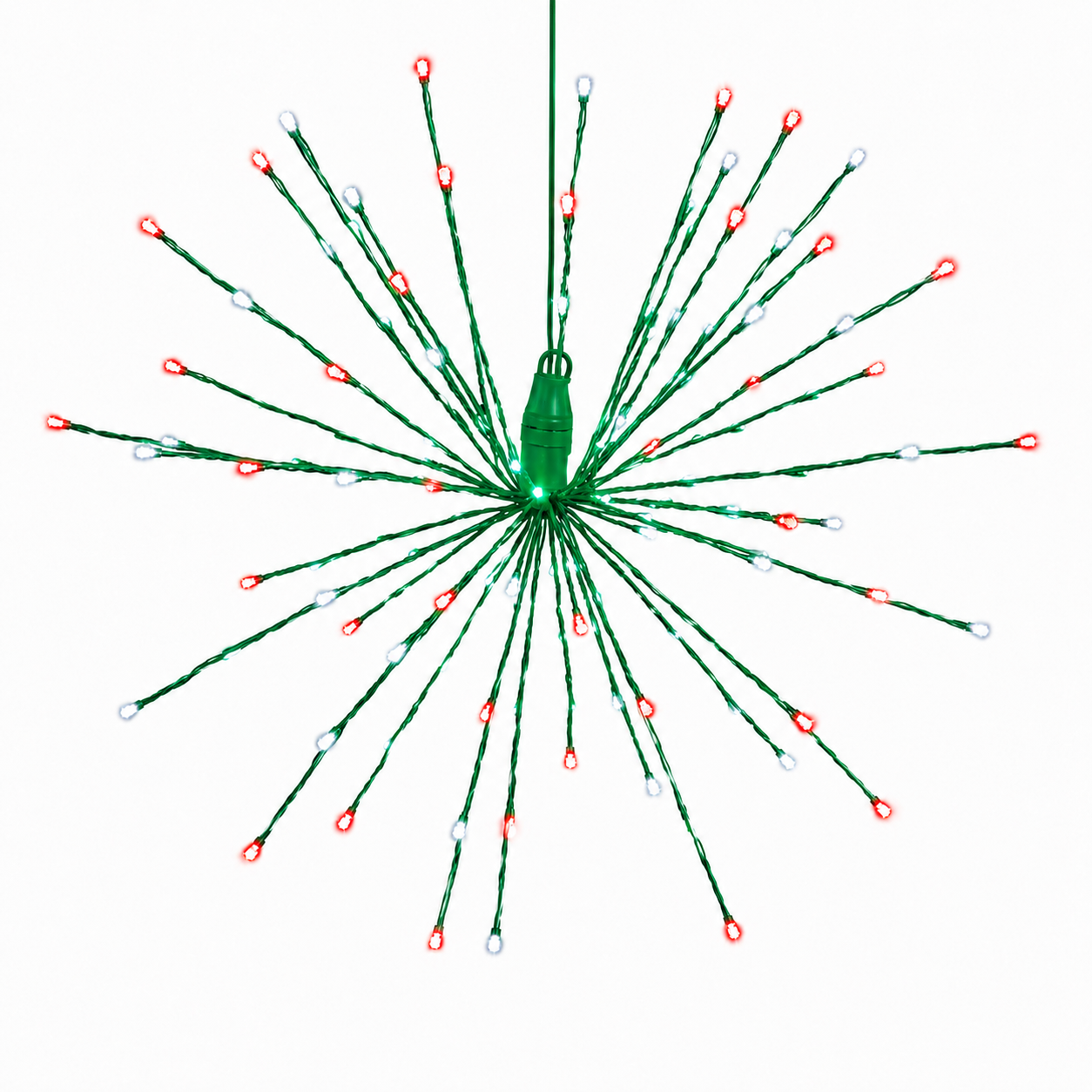 16" Red/Pure White LED Spritzer - Twinkle - Green Frame Twinkle- Red & Pure White- Green- 16"