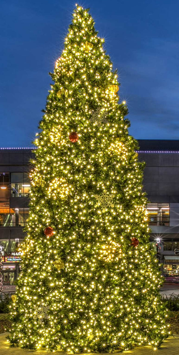 Commercial Frame Tower Christmas Tree - Branched Style - Coaxial Warm White Lights 12' -40'