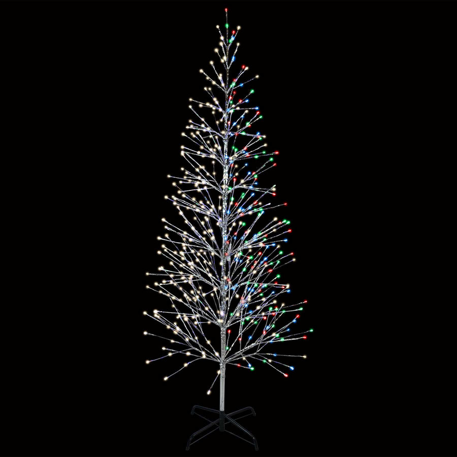 6.5' Lighted Twig Tree - Warm White/Multicolor Morphing - Silver 6.5'- WW/MU Morphing- Silver
